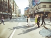 Bridal party on the streets of Pittsburgh before a Carnegie Music Hall Pittsburgh wedding reception.