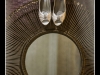 Bridal shoes displayed on a mirror at St. Patrick Church.